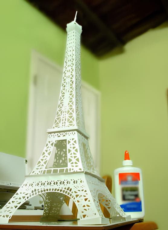 3d Papercraft Eiffel tower with paper on papercraftstudio